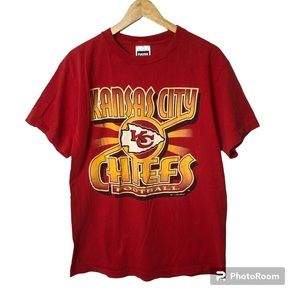 VTG 1995 Tultex Kansas City Chiefs Football T-Shirt Red Distressed Collector Lg